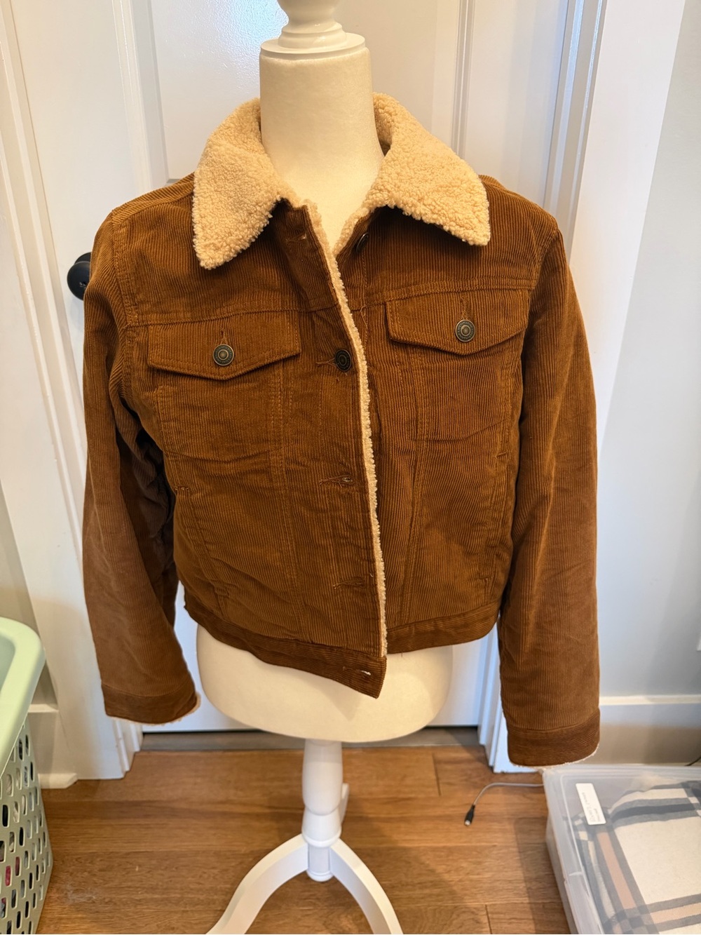 Marine Layer Brown Corduroy Jacket with Cream Sherpa Collar